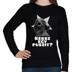 PRINTFASHION Kérsz egy puszit? - Női pulóver - Fekete