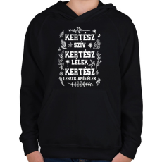 PRINTFASHION Kertész szív, lélek - Gyerek kapucnis pulóver - Fekete