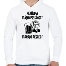 PRINTFASHION Kerüld a másnaposságot! - Férfi kapucnis pulóver - Fehér férfi pulóver, kardigán