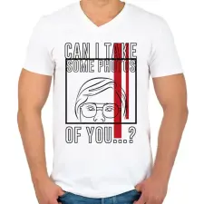 PRINTFASHION Készíthetek rólad pár fotót...? - Férfi V-nyakú póló - Fehér férfi póló