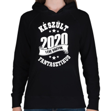 PRINTFASHION Készült 2020 - 1 éve vagyok fantasztikus - Női kapucnis pulóver - Fekete női pulóver, kardigán