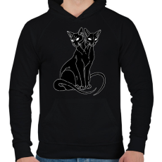 PRINTFASHION Két fejű cica - Férfi kapucnis pulóver - Fekete