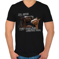PRINTFASHION Két pejló (Delta) - Férfi V-nyakú póló - Fekete
