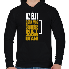 PRINTFASHION Két sör után - Férfi kapucnis pulóver - Fekete férfi pulóver, kardigán