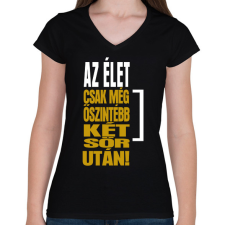 PRINTFASHION Két sör után - Női V-nyakú póló - Fekete női póló