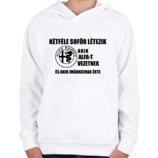 PRINTFASHION Kétféle Alfa Sofőr - Gyerek kapucnis pulóver - Fehér gyerek pulóver, kardigán