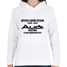 PRINTFASHION Kétféle Audi Sofőr - Női kapucnis pulóver - Fehér női pulóver, kardigán
