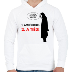 PRINTFASHION KÉTFÉLE PROBLÉMA LÉTEZIK - Férfi kapucnis pulóver - Fehér