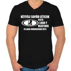 PRINTFASHION Kétféle sofőr: Lada - Férfi V-nyakú póló - Fekete