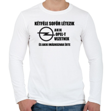 PRINTFASHION ketfele sofor opel - Férfi hosszú ujjú póló - Fehér férfi póló