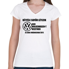PRINTFASHION Kétféle VW Sofőr - Női V-nyakú póló - Fehér női póló