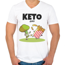 PRINTFASHION KETOGURU - Férfi V-nyakú póló - Fehér férfi póló