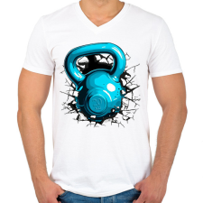 PRINTFASHION Kettleball - Férfi V-nyakú póló - Fehér férfi póló