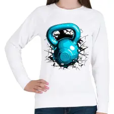 PRINTFASHION Kettleball - Női pulóver - Fehér női pulóver, kardigán