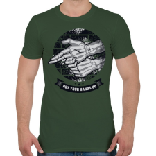 PRINTFASHION Kezeket fel! - Férfi póló - Katonazöld férfi póló
