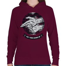 PRINTFASHION Kezeket fel!  - Női kapucnis pulóver - Bordó női pulóver, kardigán