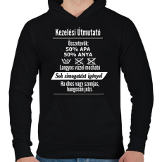 PRINTFASHION kezelési útmutató - Férfi kapucnis pulóver - Fekete