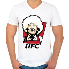 PRINTFASHION KFC Khabib - Férfi V-nyakú póló - Fehér