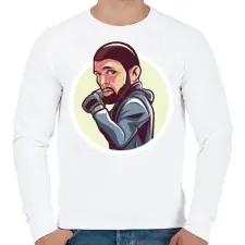PRINTFASHION Khabib - Férfi pulóver - Fehér férfi pulóver, kardigán