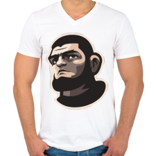 PRINTFASHION Khabib - Férfi V-nyakú póló - Fehér férfi póló