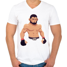 PRINTFASHION Khabib - Férfi V-nyakú póló - Fehér