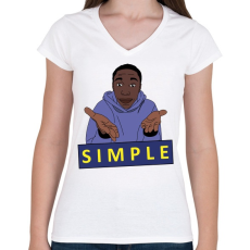 PRINTFASHION Khaby Lame egyszerű simple - Női V-nyakú póló - Fehér