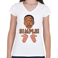 PRINTFASHION Khaby Simple! - Női V-nyakú póló - Fehér női póló