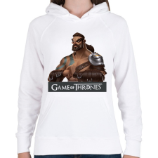 PRINTFASHION Khal Drogo - Női kapucnis pulóver - Fehér női pulóver, kardigán
