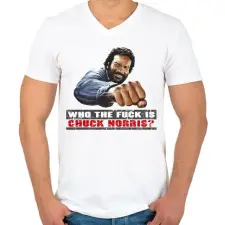 PRINTFASHION Ki az a Chuch Norris? - Férfi V-nyakú póló - Fehér férfi póló