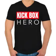 PRINTFASHION KICK BOX HERO - Férfi V-nyakú póló - Fekete férfi póló