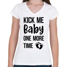 PRINTFASHION Kick me baby one more time - Kismama (fekete) - Női V-nyakú póló - Fehér