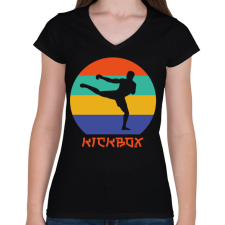 PRINTFASHION Kickbox - Harcművészet - Női V-nyakú póló - Fekete női póló