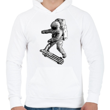 PRINTFASHION Kickflip in space - Férfi kapucnis pulóver - Fehér férfi pulóver, kardigán