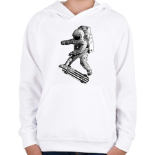 PRINTFASHION Kickflip in space - Gyerek kapucnis pulóver - Fehér gyerek pulóver, kardigán