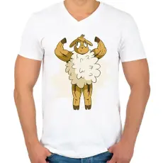 PRINTFASHION Kigyúrt bárány - Férfi V-nyakú póló - Fehér