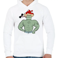 PRINTFASHION Kigyúrt béka - Férfi kapucnis pulóver - Fehér férfi pulóver, kardigán