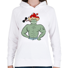 PRINTFASHION Kigyúrt béka - Női kapucnis pulóver - Fehér