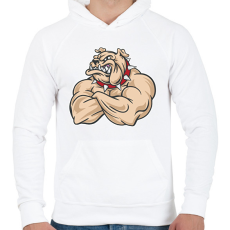 PRINTFASHION Kigyúrt bulldog - Férfi kapucnis pulóver - Fehér