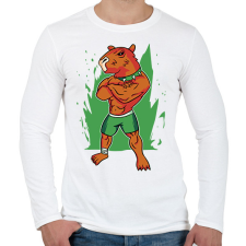 PRINTFASHION Kigyúrt capybara - Férfi hosszú ujjú póló - Fehér férfi póló