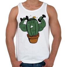 PRINTFASHION Kigyúrt kaktusz - Férfi atléta - Fehér