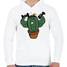 PRINTFASHION Kigyúrt kaktusz - Férfi kapucnis pulóver - Fehér férfi pulóver, kardigán