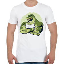 PRINTFASHION Kigyúrt krokodil - Férfi póló - Fehér férfi póló