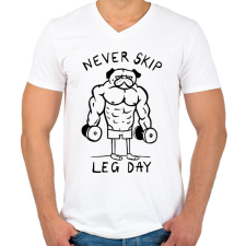 PRINTFASHION Kigyúrt mopsz - Férfi V-nyakú póló - Fehér férfi póló