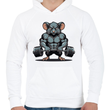 PRINTFASHION Kigyúrt patkány - Férfi kapucnis pulóver - Fehér férfi pulóver, kardigán