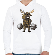 PRINTFASHION Kigyúrt szarvas - Férfi kapucnis pulóver - Fehér férfi pulóver, kardigán