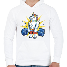 PRINTFASHION Kigyúrt unikornis - Férfi kapucnis pulóver - Fehér