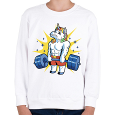 PRINTFASHION Kigyúrt unikornis - Gyerek pulóver - Fehér