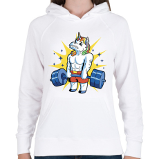 PRINTFASHION Kigyúrt unikornis - Női kapucnis pulóver - Fehér