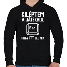 PRINTFASHION Kiléptem a játékból, hogy itt legyek - Férfi kapucnis pulóver - Fekete