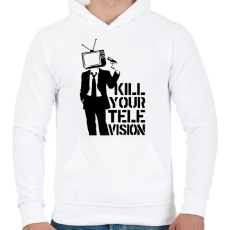 PRINTFASHION Kill your TV - Férfi kapucnis pulóver - Fehér